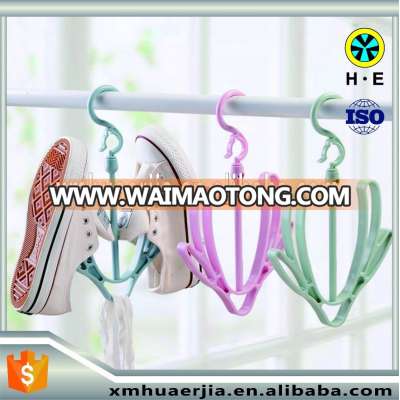 Plastic removable shoes hanger rack custom rotable drying shoes double hook